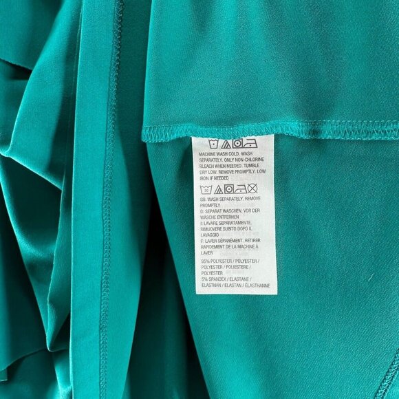 Susan Graver Blouse Womens Sz 2X V-Neck Asymmetrical Layered Short Sleeves Teal - Picture 8 of 11